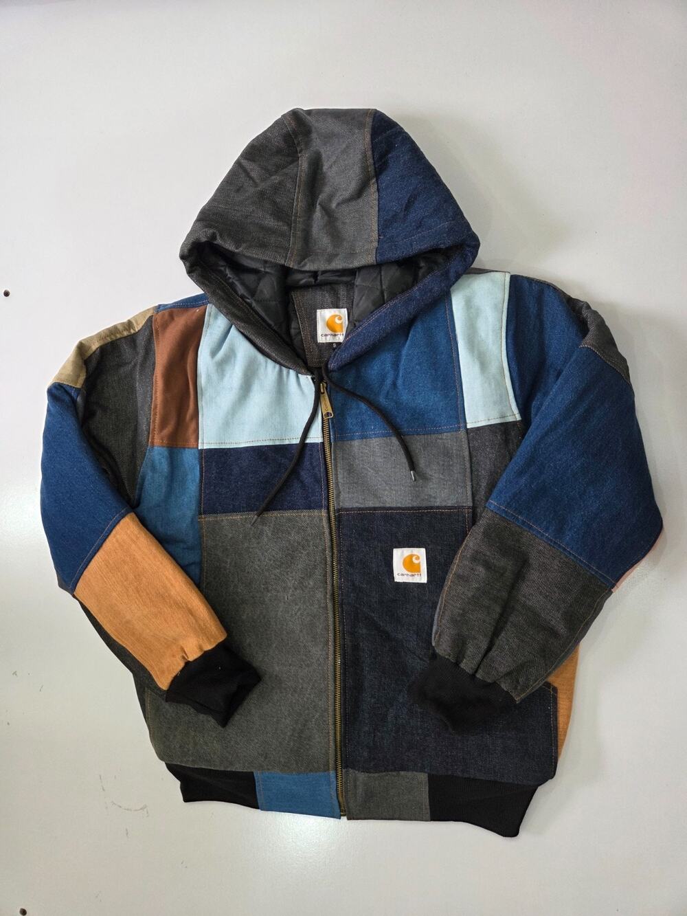Vintage Reworked Carhartt Patchwork Hooded Jacket Multicolor S